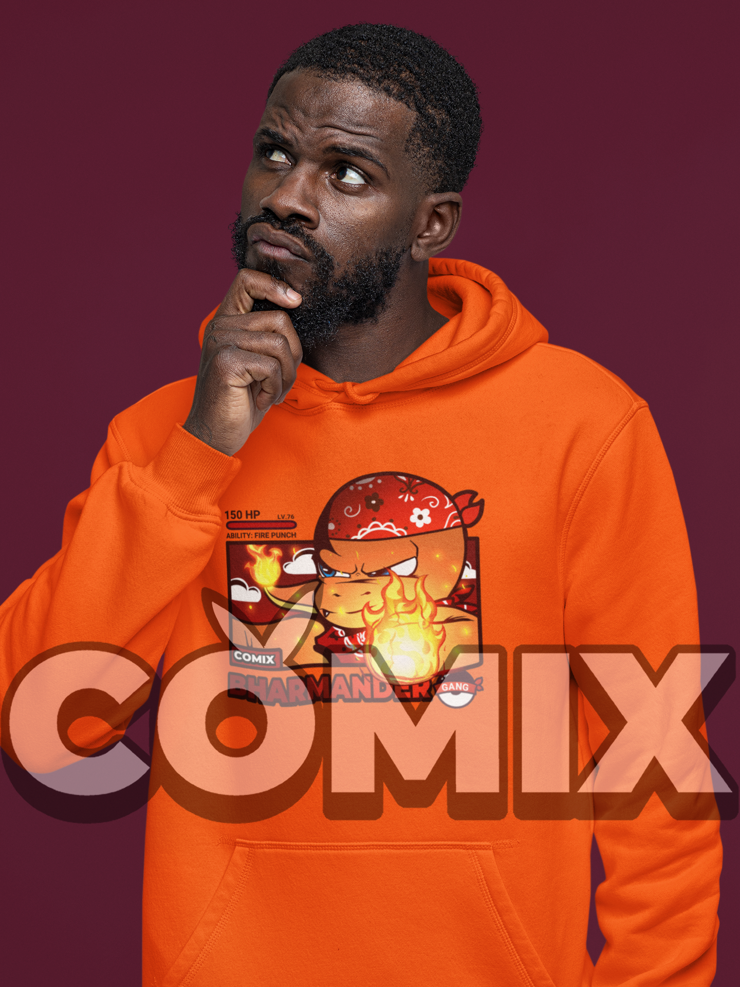 ImPJComics' "Bharmander" Comic Panel Design Hoodie