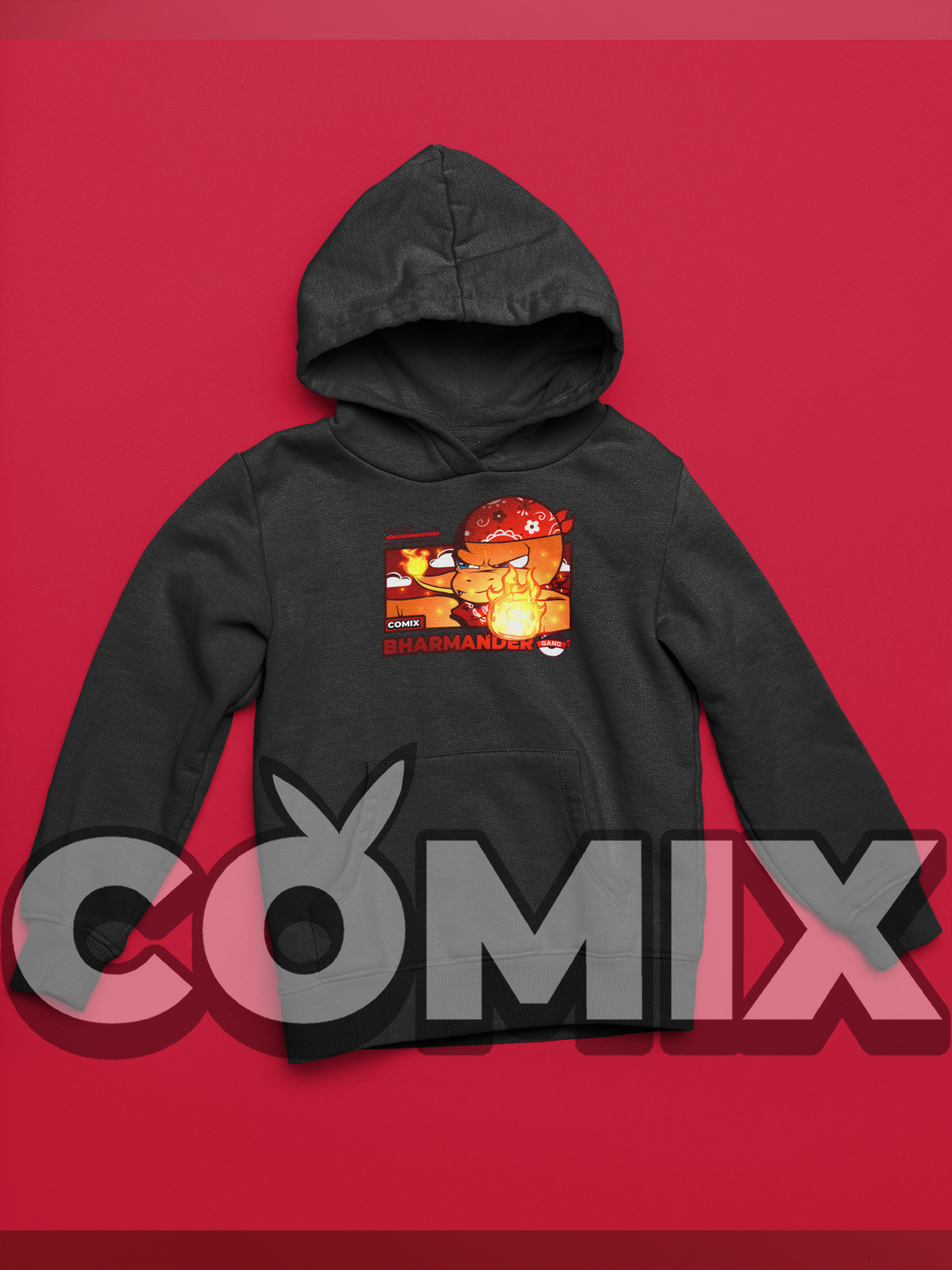 ImPJComics' "Bharmander" Comic Panel Design Hoodie